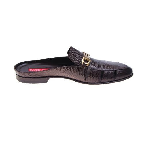 Rossi Brown Stamped Leather Half Shoe