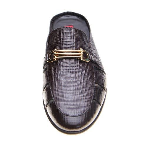 Rossi Brown Stamped Leather Half Shoe
