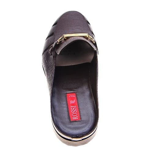 Rossi Brown Stamped Leather Half Shoe