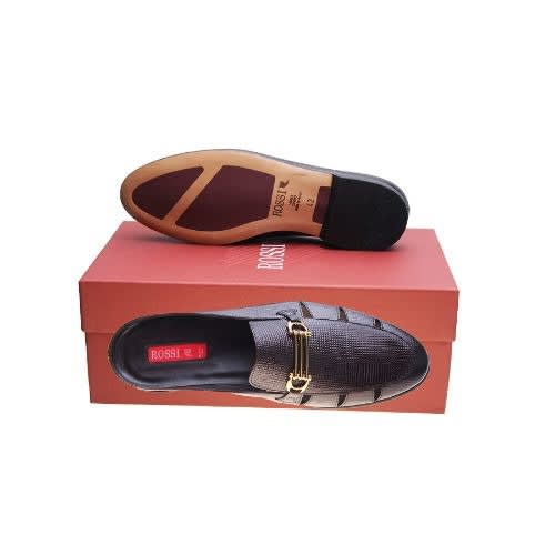 Rossi Brown Stamped Leather Half Shoe