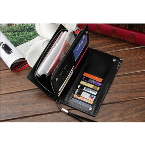 Baellery Long Wallet With Strap Handle For Men - Black