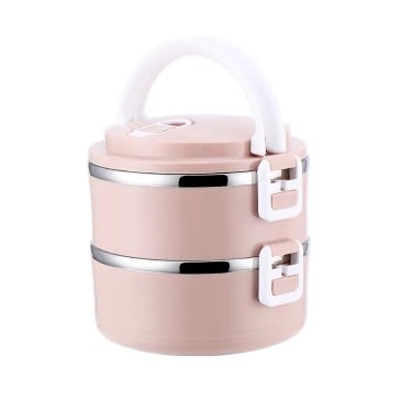 2 Layers Stainless Thermal Lunch Box- Pink