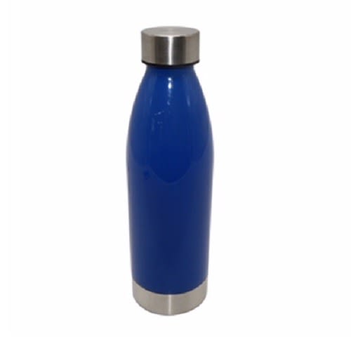 650ml Plastic Water Bottle With Stainless Steel Lid & Base - Royal Blue