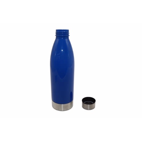 650ml Plastic Water Bottle With Stainless Steel Lid & Base - Royal Blue