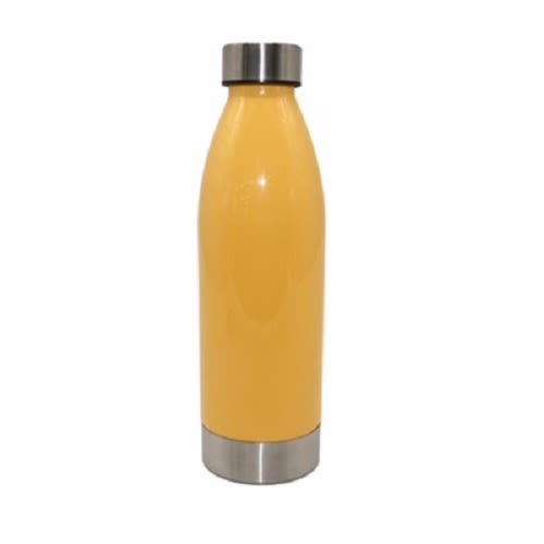 650ml Plastic Water Bottle With Stainless Steel Lid & Base - Yellow