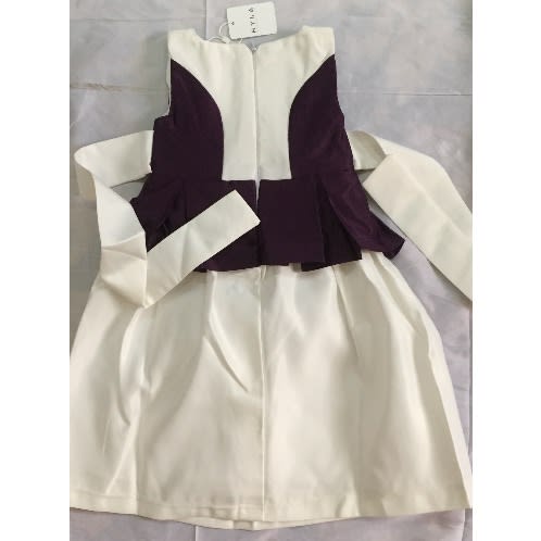 Satin Girl's Dress -Purple And White