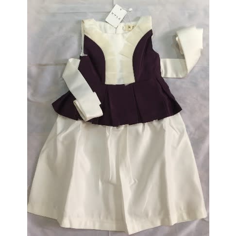Satin Girl's Dress -Purple And White