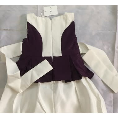 Satin Girl's Dress -Purple And White