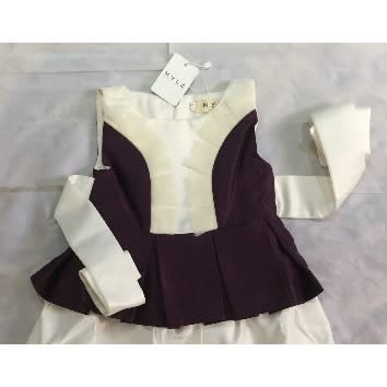 Satin Girl's Dress -Purple And White
