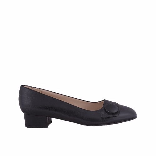Ladies Pump With Cover Button -Black