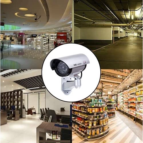 Ccd Dummy Cctv Camera Flashing Led Light - Silver