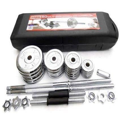 50kg Dumbbell Set With Short Dumbbells And Barbell
