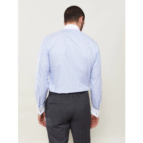 Slim Fit Stripe Double Cuff Shirt