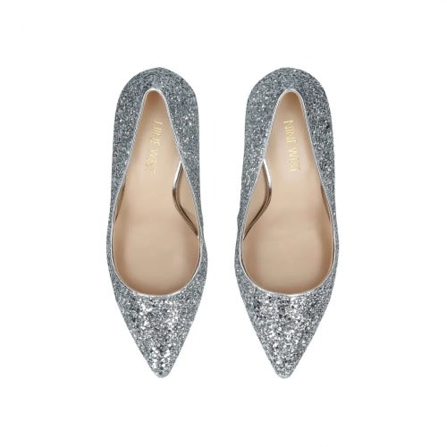 Flagship Mid Heel Courts – Silver