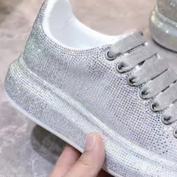 Female Sneakers - White With Stones