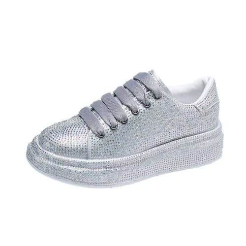 Female Sneakers - White With Stones