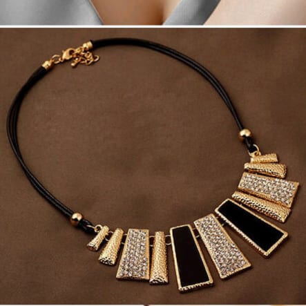 Female Rose Gold Rhinestones Dress Rope Necklace