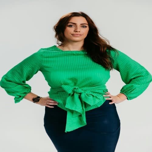 Sofia Green Front Tie Blouse
