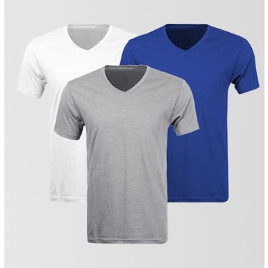 3 In 1 Plain V Neck Shirts Bundle (black, White, Grey)