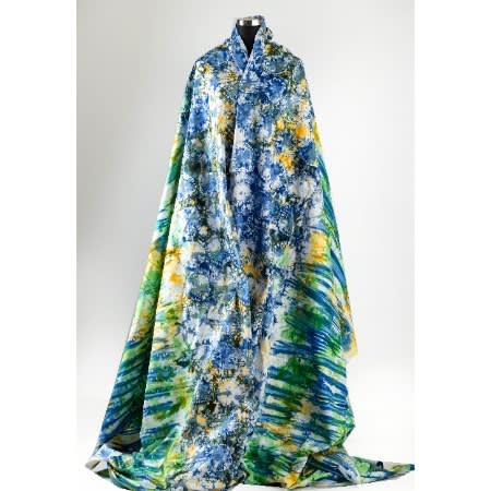 Adire Fabric - Blend Of Blue Green And Yellow - 5 Yards