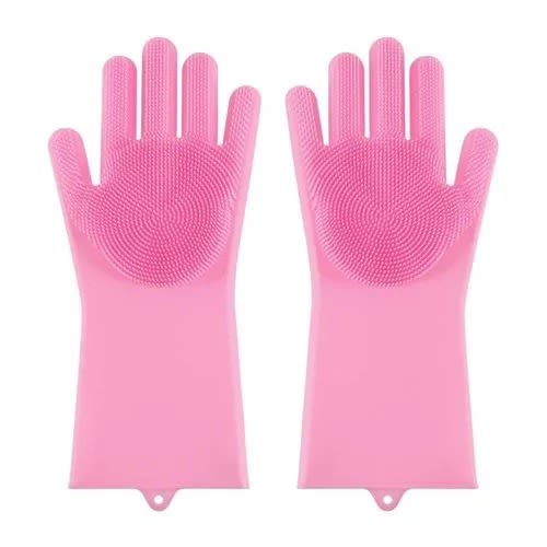 Silicon Dish Wash Hand Gloves - Pink