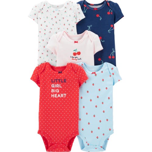 Cherries Bodysuits Set For Girls -5piece