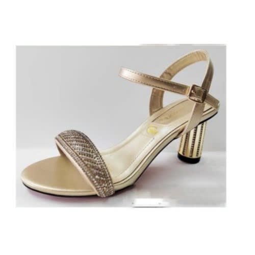 Leather Hold Strapped Gold Heel Sandal