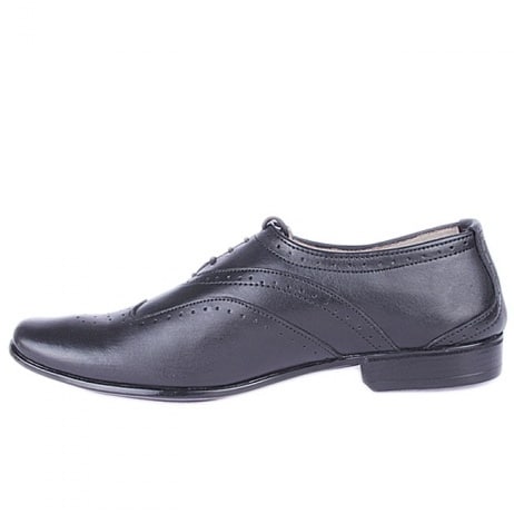 Formal Round Toes Lace-up Brogue - Black