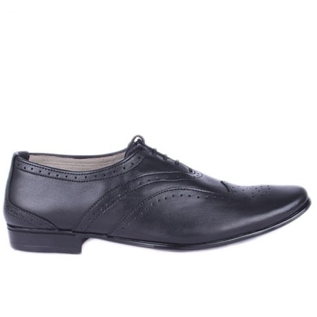 Formal Round Toes Lace-up Brogue - Black