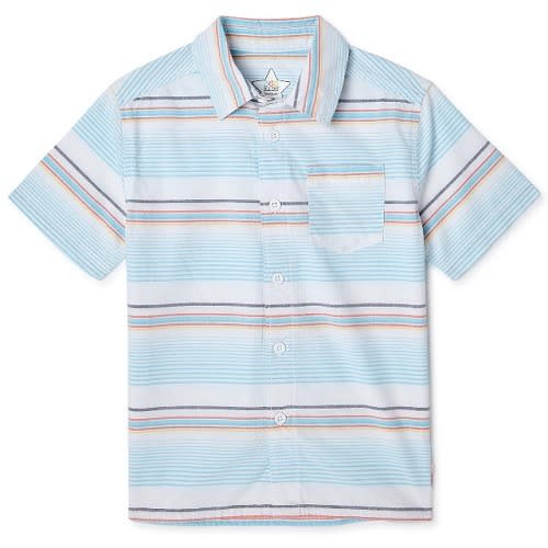 365 Kids Striped Short Sleeve Printed Button Down Shirt - Bg