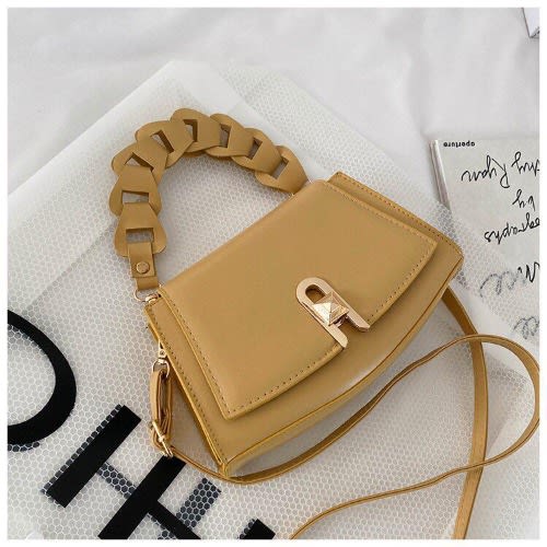 Woman Shoulder Lock Leather Hand Bag - Yellow