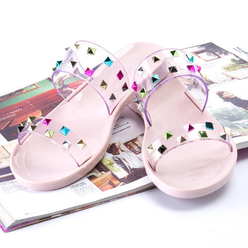 Women's Studded Jelly Slippers - Nude