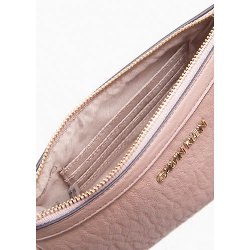 Large Top Zip Wristlet Clutch, Pink