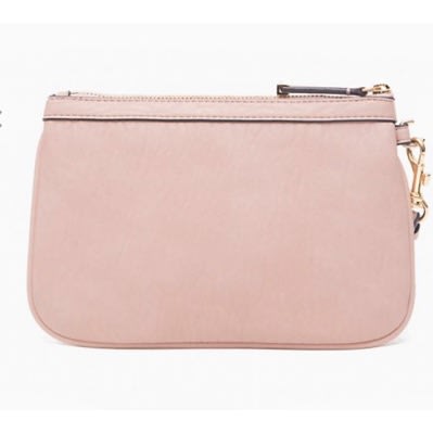 Large Top Zip Wristlet Clutch, Pink