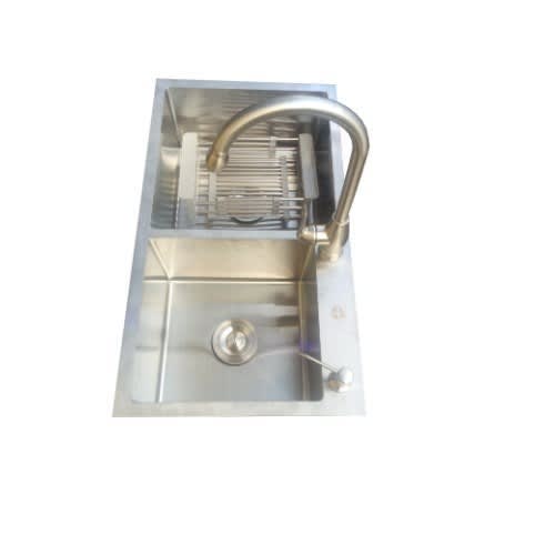 Double Bowl Kitchen Sink With Soap Dish & Mixer Tap-exw10