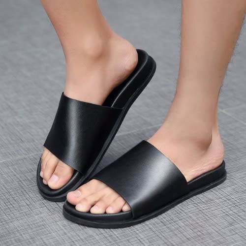Bobbi Black Covered Exotic Italian Leather Slippers