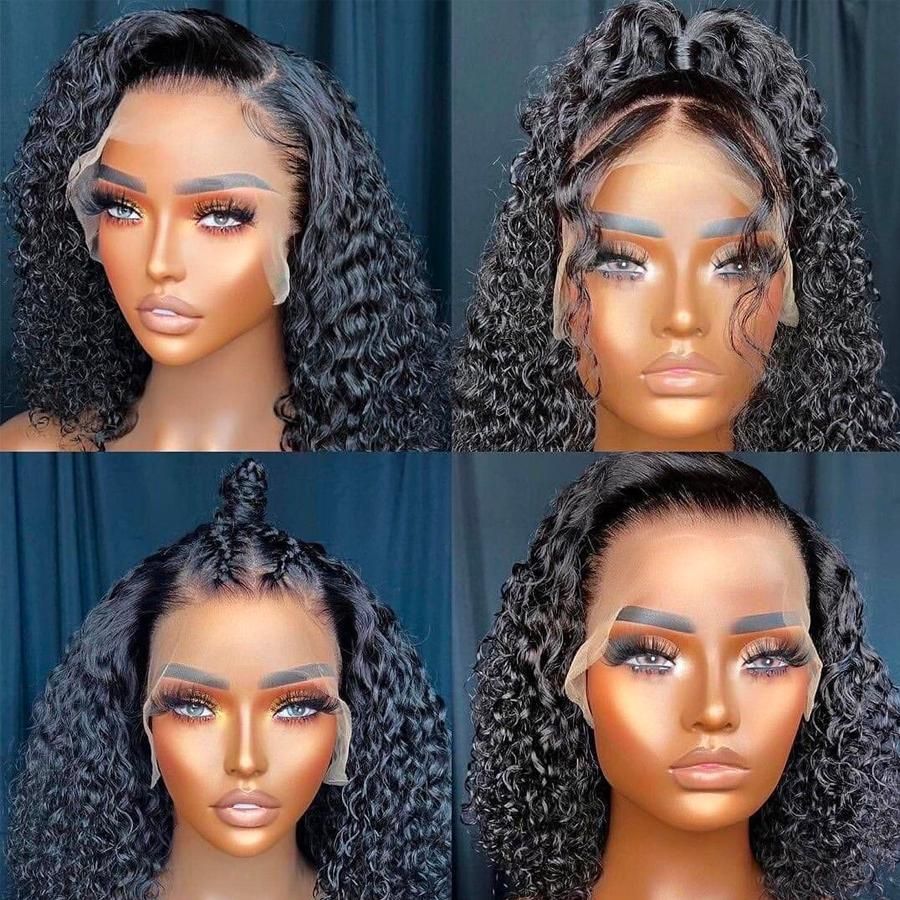 Short Curly Bob Brazilian Woman Hair Mesh Front Wiggings 13X4 Mesh Frontal 4x4 Closure Deep Wave Wigging For Black Women 180 Density