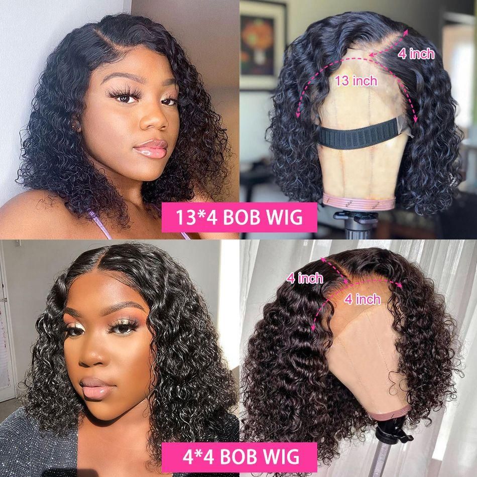 Short Curly Bob Brazilian Woman Hair Mesh Front Wiggings 13X4 Mesh Frontal 4x4 Closure Deep Wave Wigging For Black Women 180 Density