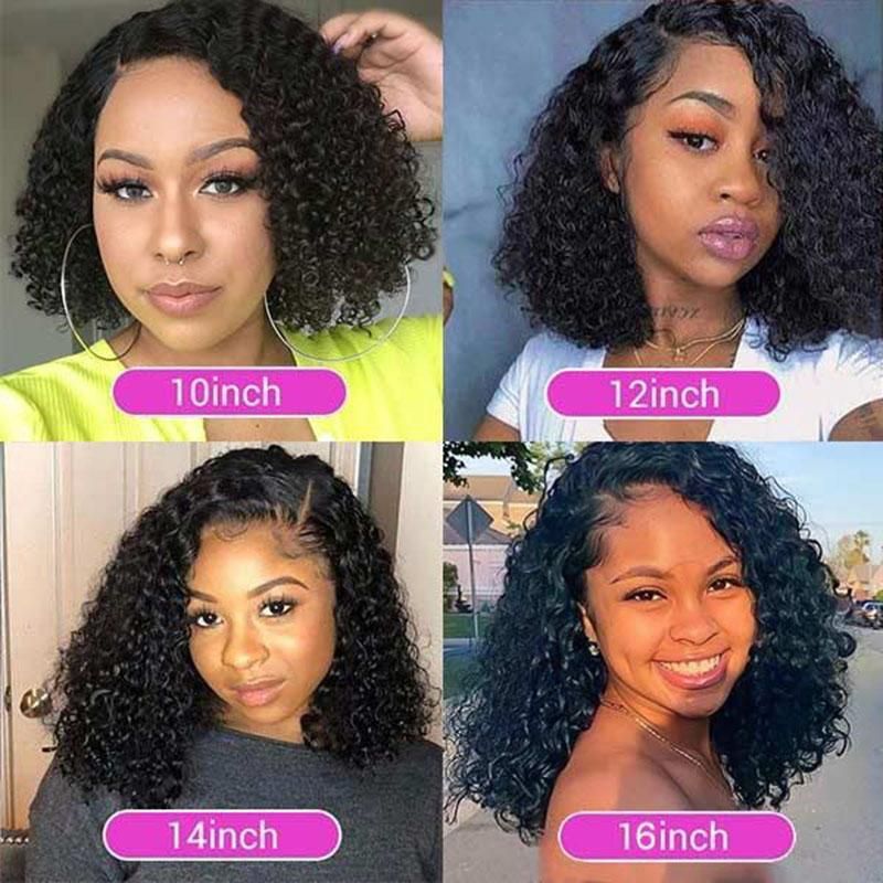 Short Curly Bob Brazilian Woman Hair Mesh Front Wiggings 13X4 Mesh Frontal 4x4 Closure Deep Wave Wigging For Black Women 180 Density