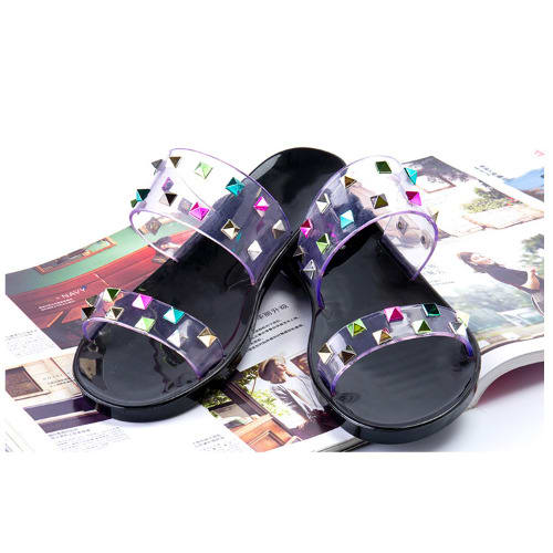 Women's Studded Jelly Slippers - Black