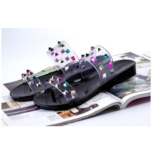 Women's Studded Jelly Slippers - Black