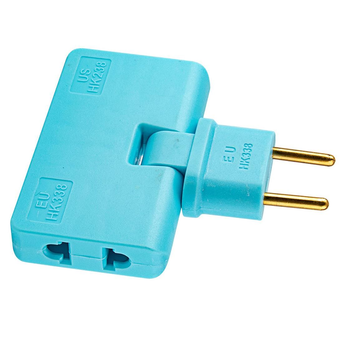 Rotate EU Plug Converter 3 in 1 Rotatable Outlet Extender 180 Degree Extension Plug Multi Plug Mini Outlet Adapter,Blue