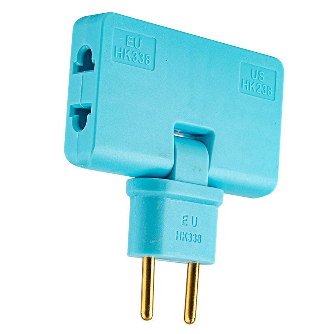 Rotate EU Plug Converter 3 in 1 Rotatable Outlet Extender 180 Degree Extension Plug Multi Plug Mini Outlet Adapter,Blue