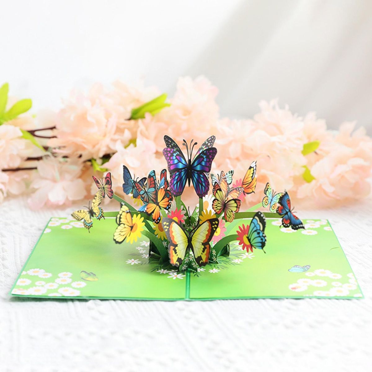 1 Set Blessing Card 3D Message Thanksgiving Card Green