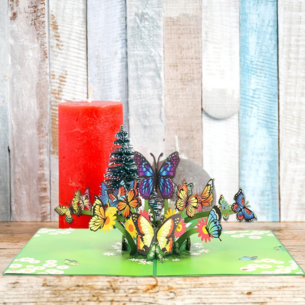 1 Set Blessing Card 3D Message Thanksgiving Card Green
