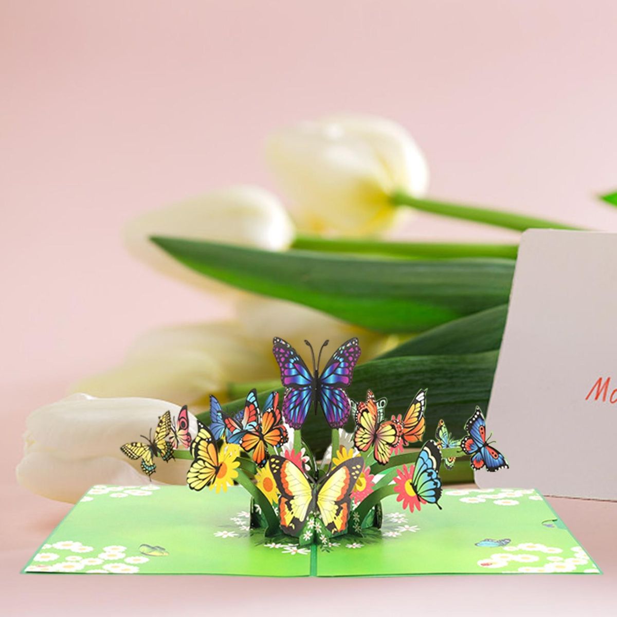 1 Set Blessing Card 3D Message Thanksgiving Card Green