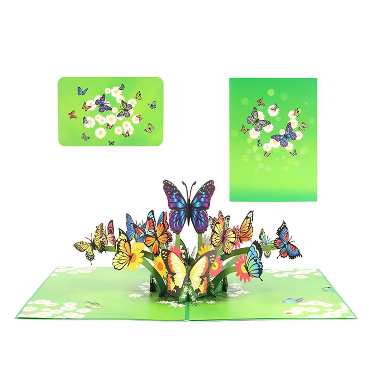 1 Set Blessing Card 3D Message Thanksgiving Card Green