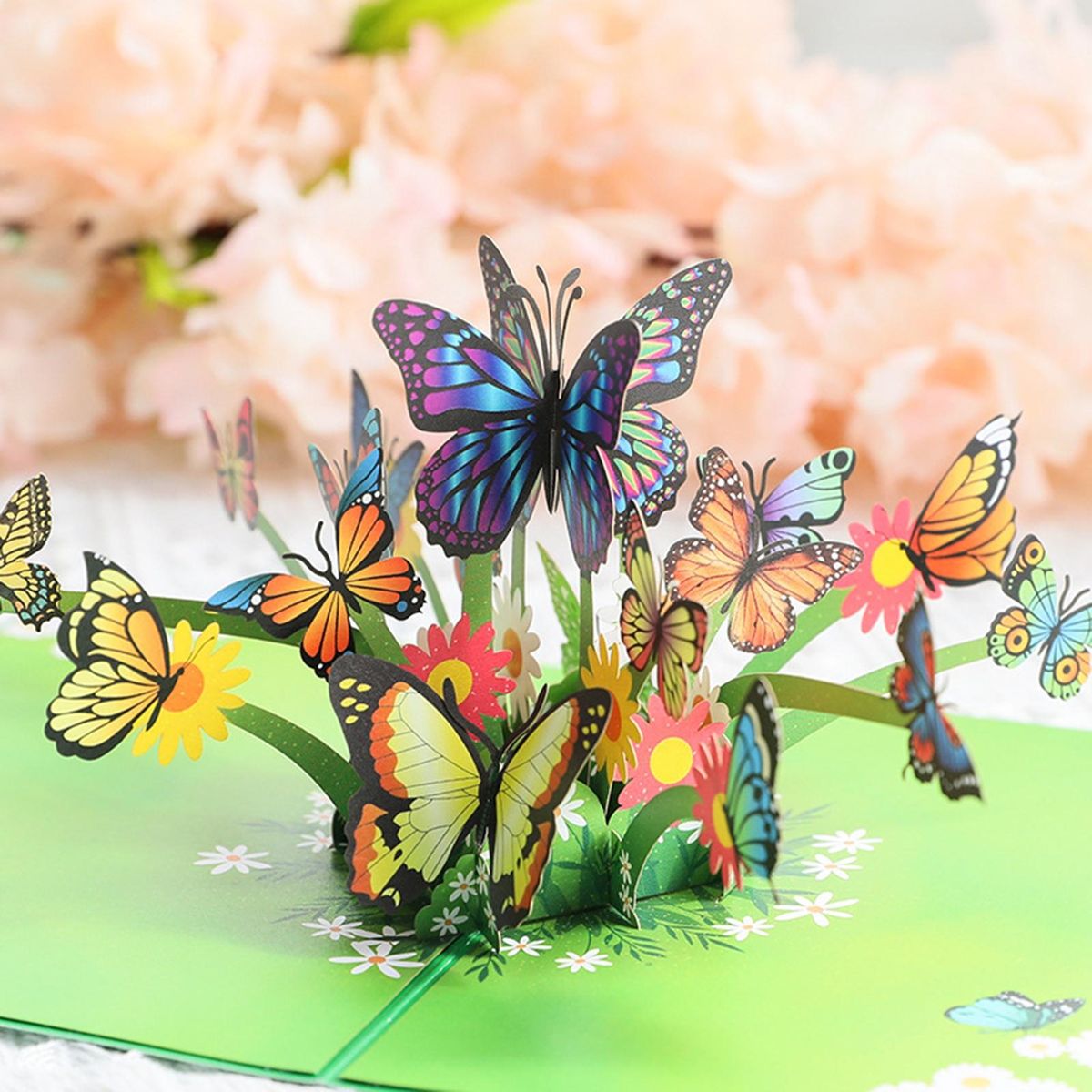 1 Set Blessing Card 3D Message Thanksgiving Card Green