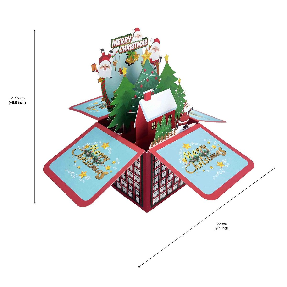 Birthday Gift Card 3d Christmas Greeting Card Santa Claus Snowman Wine Red