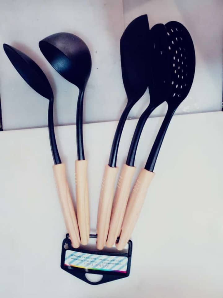 Silicon Non-Stick Cooking Spoon Set- Black